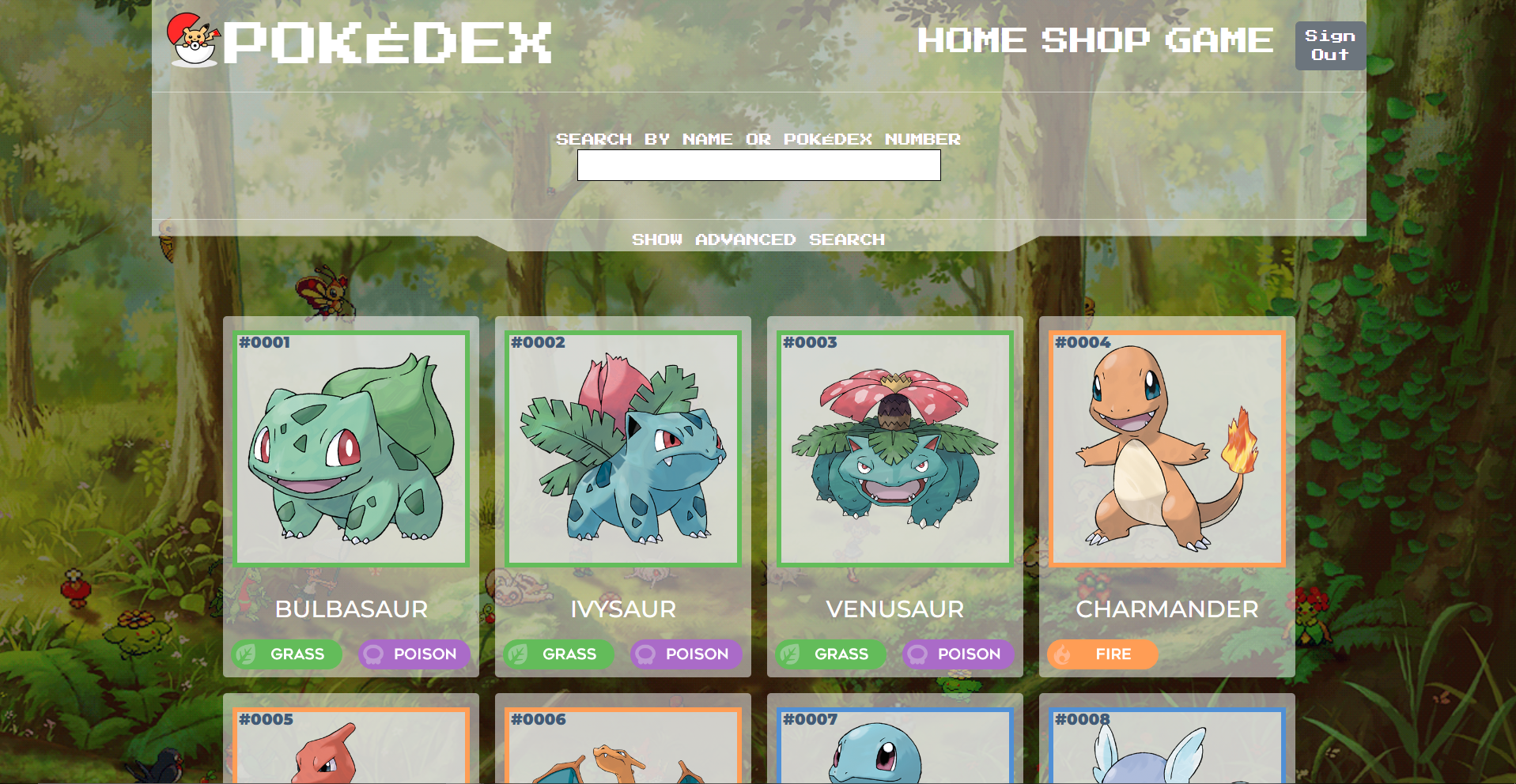 Pokedex project screenshot